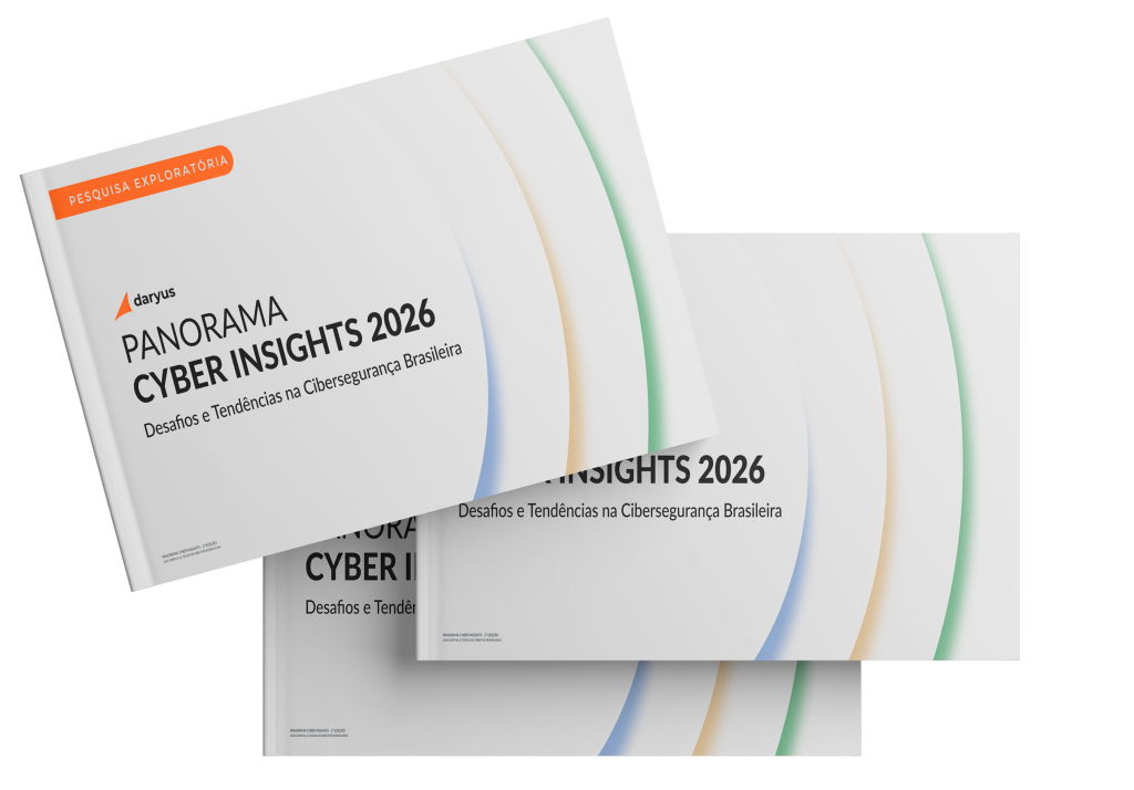 Mockup do relatório impresso Panorama Cyber Insights 2026 da Daryus